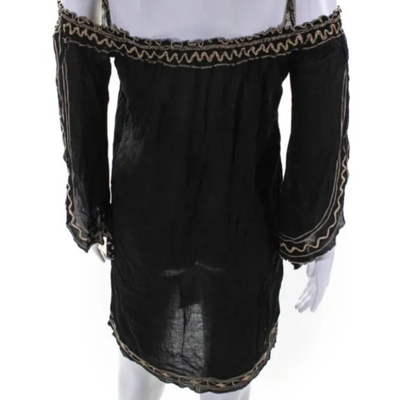 Poupette St Barth Off Shoulder Mini Dress Cover Up S Black - Picture 4 of 15